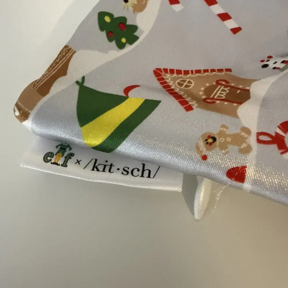 Elf x Kitsch King Size Satin Pillowcase Christmas Holiday Print Zipper Kit.sch